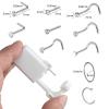 YWDKJGS 3 Pack Nose Piercing Kit, Disposable Safety Self Nose Piercing Gun with 10 Piece Nose Rings Studs, Home Nose Percinging Kit Gun Tools view 3