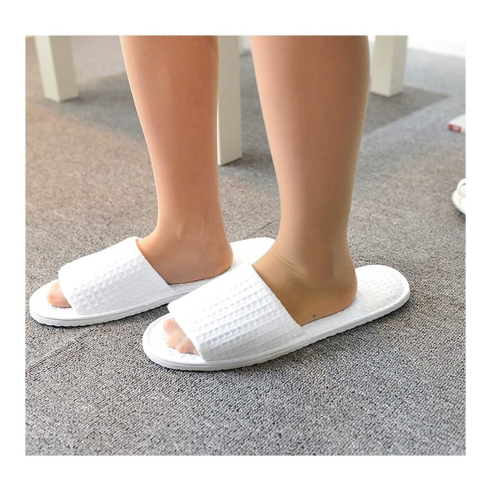 GHYUB Spa Slippers in Beauty, Open Toe, 10 Pairs Disposable Indoor Hotel Slippers, Waffle Material, Extra Comfortable Luxury Padded Sole - for Travel Home Hotel Nail Salon Use