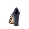 LEHOOR Women Round Toe Chunky Block High Heel Fringed Pumps, Slip On Dress Loafers with Tassel Suede Patchwork Patent Leather for Ladies Girls Office Navy Blue Leopard 8.5 M US view 4
