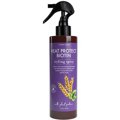 PHARM TO TABLE Heat Protect Biotin Spray - Vitamin B7 Formula Shields Hair up to 450F from Styling Tools, 240ml/8 fl oz