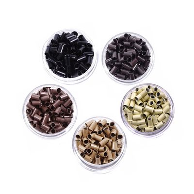 1000 Pcs Flare Euro Lock Copper Tubes Micro Rings Links Beads for I-Tip Human Hair Extensions 3.4x3.0X6.0mm (Dark brown)