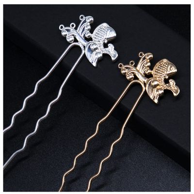 2PCS Chinese Hair Sticks for Long Hair, Vintage Chinese Hair Accessoris for Women, Gold & Sliver Plated Koi Fish Hair Fork Pins for Hanfu, Traditional Hair U Shape Chopsticks