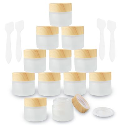 12 Pack Frosted Glass Jar Cosmetic Cream Jar Sample Jars Empty Travel Makeup Container For Cream Lotion Lip Balm Eyeshadow (10g)