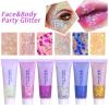 DAGEDA Body Glitter Gel, Face Glitters Body Gel Sequins Shimmer Liquid Eyeshadow, Chunky Glitter for Face Hair Nails, Holographic Cosmetic Laser Powder Festival Glitter Makeup 50ml(Fuchsia) view 2