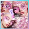 DAGEDA Body Glitter Gel, Face Glitters Body Gel Sequins Shimmer Liquid Eyeshadow, Chunky Glitter for Face Hair Nails, Holographic Cosmetic Laser Powder Festival Makeup 50ml(Pink) view 4