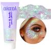 DAGEDA Body Glitter Gel, Face Glitter Body Gel Sequins Shimmer Liquid Eyeshadow, Chunky Glitter for Face Hair Nails, Holographic Cosmetic Laser Powder Festival Glitter Makeup 50ml(White) view 1