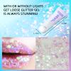 DAGEDA Body Glitter Gel, Face Glitter Body Gel Sequins Shimmer Liquid Eyeshadow, Chunky Glitter for Face Hair Nails, Holographic Cosmetic Laser Powder Festival Glitter Makeup 50ml(White) view 3