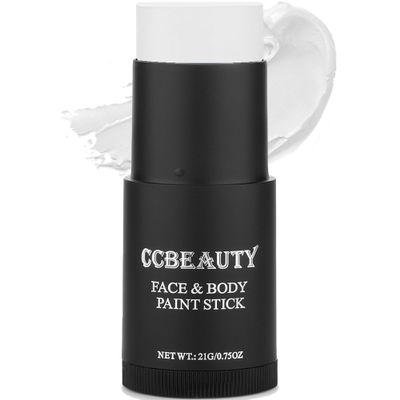 CCbeauty Clown White Face Paint Stick, Face Painting Kit, White Cream SFX Makeup Foundation, Professional Body Paint for Halloween Cosplay Costume PartySkeleton Joker Mime Special Effects Makeup