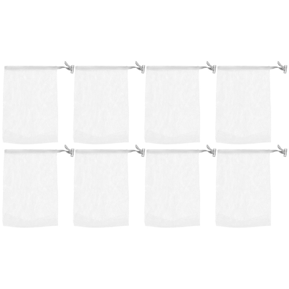 Beaupretty 8pcs Exfoliating Mesh Soap Net Bags for Face Cleaning Deep Foaming Nets Drawstring Gentle Facial Exfoliation and Pouches for Face Wash