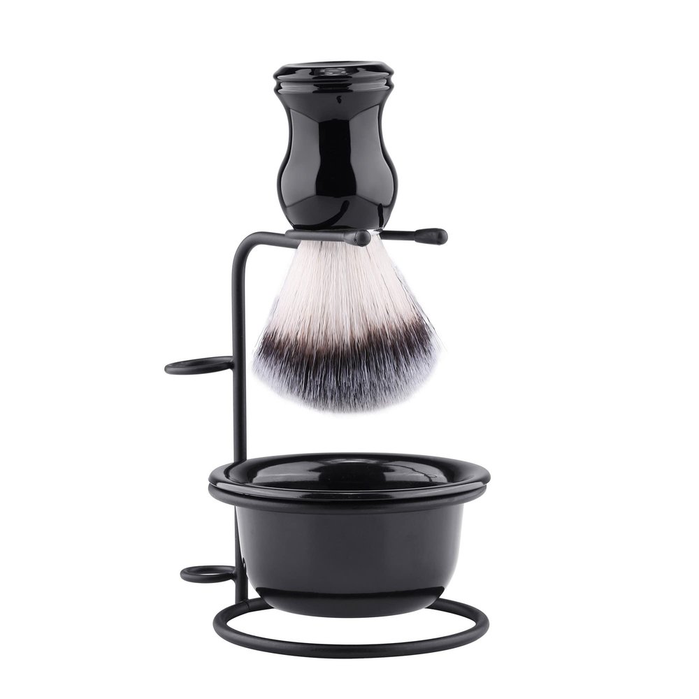 Aethland Men's Shaving Brush and Bowl Set, 3 in 1 Synthetic Shaving Brush with Alloy Shaving Stand & Shaving Soap Bowl Shave Brush Kit for Men Husband Father Birthday Boyfriend Valentines Day Gifts