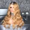 HAOKE Brazilian Virgin Human Hair Lace U Part Wig Honey Blonde Color Middle U Part Half Wigs for African Americans Black Women Loose Wave 150% High Density (22inch,1b27) view 4