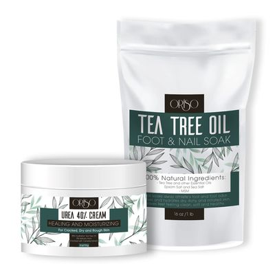 40 Percent Urea Cream and Tea Tree Oil Foot Soak with Epsom Salts - Intensive Hydration - Helps Athletes Foot - Irritated Skin - Foot Odor