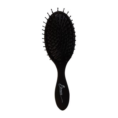 Essential Oval Hair Brush by BeaverStrong, Detangling Hair Brushes with capped soft nylon bristles and air cushion base (Charcoal Black)