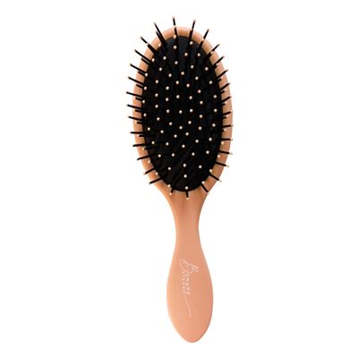 Essential Oval Hair Brush by BeaverStrong, Detangling Hair Brushes with capped soft nylon bristles and air cushion base (Light Peach)