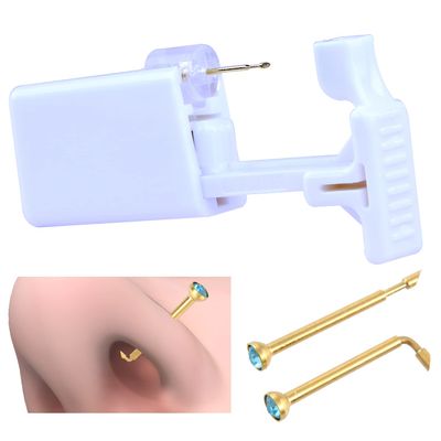 Firstomato 1PC Disposable Nose Piercing Gun Self Nose Piercing Kit Piercing Nose Rings Piercer Hypoallergenic 24kt Real Gold Plated Nose Stud