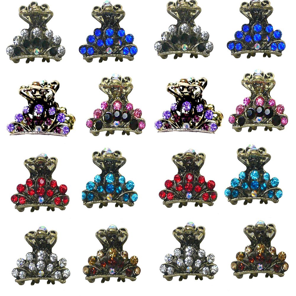 2 Set of 8, 16 Count, JCGY Mini Hair Claws Tiny 1.13" Metal Claw Clips LPW864175-1-8-2