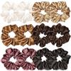 12 Pcs Satin Silk Scrunchies - Soft Hair Ties, Fashion Hair Bands, Hair Bow Ropes, Elastic Bracelet Ponytail Holders for Women and Girls (4.5 Inch, Classic Color Pair) view 1