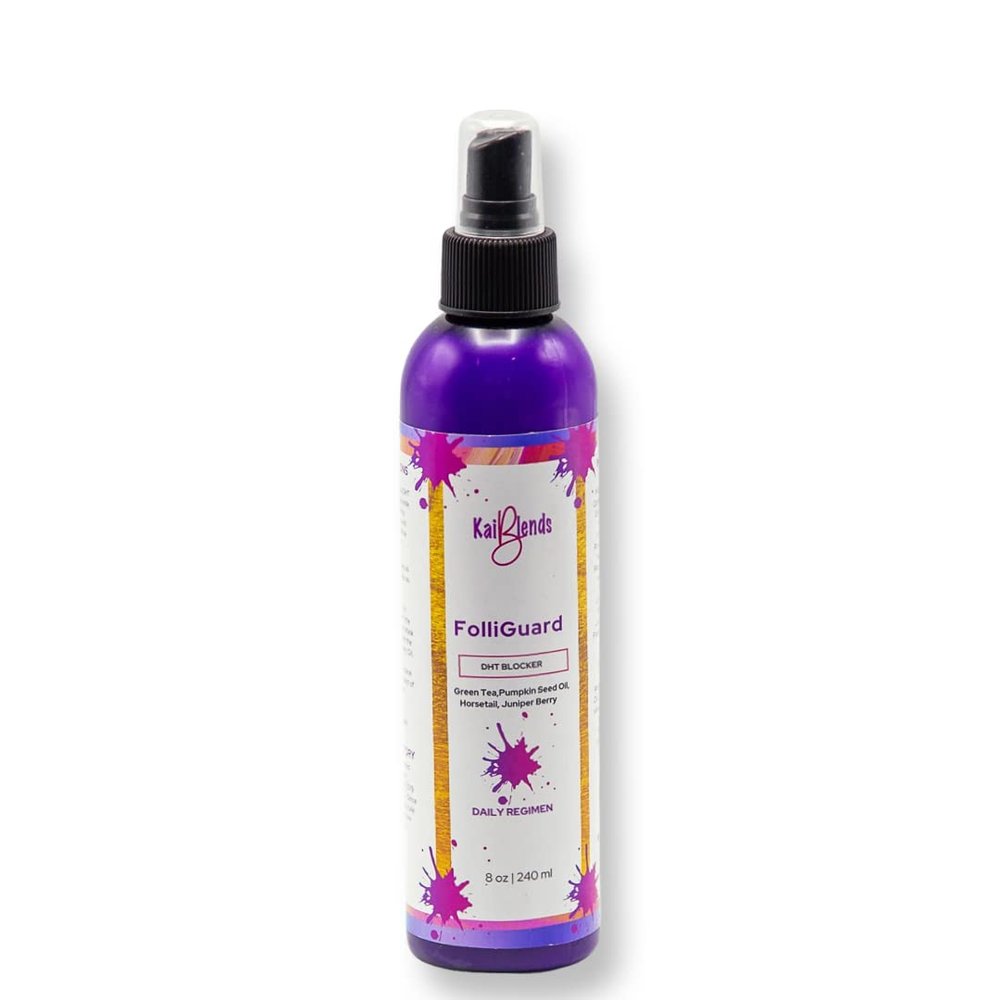Kai Blends Folliguard DHT Blocker Serum Anti-Thinning and Hair Loss (8oz) w/ Green Tea , Horsetail Extract, Saw Palmetto, Pumpkin Seed, 5+ DHT Herbal Actives, Regrow Hair, Hand Crafted, No Sulfates, Natural Preservatives, For Men & Women