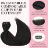 MAXITA Clip in Hair Extensions Real Human Hair, Remy Human Hair Clip in Extensions for Women, Natural Human Hair, 20 inch 120g 7Pcs, Natural Black view 4
