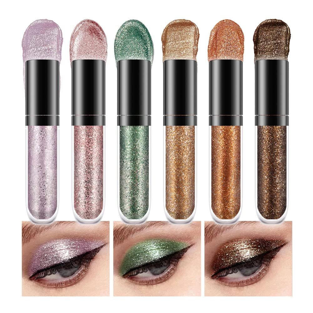 6 Colorful Shades Waterproof Liquid Glitter Eyeshadow Eyeliner Sticks Kit  Long Wearing Professional Eye Makeup Set,sombras de ojos,Set B