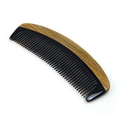 Liasun Natural Ox Horn Pocket Hair Comb, 100% Handmade Premium Quality Anti-Static Comb Without Handle - Buffalo Horn Oval Fine Tooth, Green Sandalwood