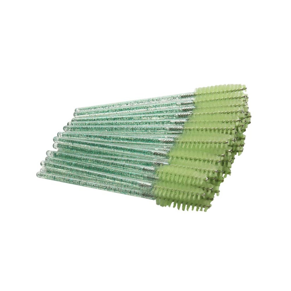 Beaupretty 100pcs Disposable Eyelash Brushes Crystal Rod Green Applicator for Mascara and Eyelash Makeup Easy to Use Portable for Salon Home