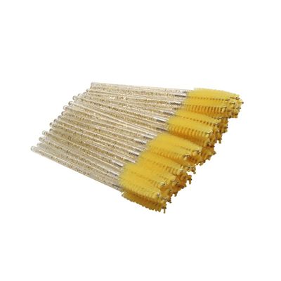 Beaupretty 100pcs Disposable Eyelash Brushes Crystal Rod Makeup Applicators for Mascara and Eyelash Application for Beauty Salons and Personal Use Yellow Color
