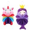 Nuenen 2 Pcs Bath Loofahs Kids Toddler Cute Cartoon Bath Sponges Loofah Pouf Body Scrubber Mesh Sponges for Children Shower Washing Exfoliating(Unicorn, Princess) view 1