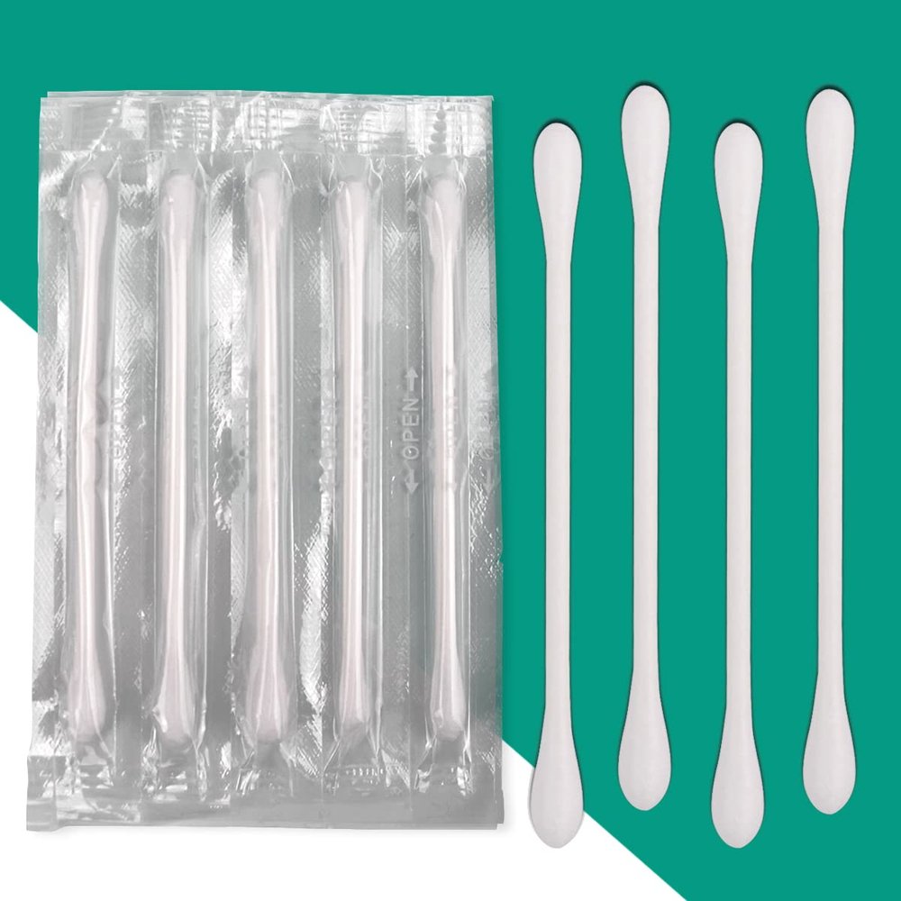 100 Pack Cotton Swabs, Individually Wrapped Cotton Swab, Individually Wrapped Double Tipped Paper Sticks for Ear, Make-up(Double Round End)