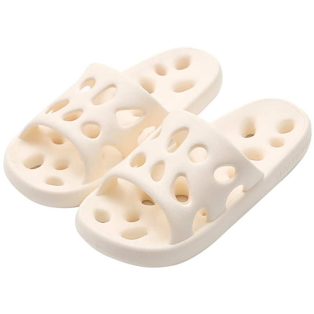 GHYUB Shower Sandal Slippers with Drainage Holes Quick Drying Bathroom Slippers Gym Slippers Soft Sole Open Toe House Beach Slippers for Men and WomenEVA Material (Color : White, Size : EUR39-40)