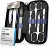 Manicure Set Solingen Made in Germany - 7 Piece Exclusive Finger & Toe Nail Clippers Kit for Women and Men in Vegan Leather Case, Color Jeans view 1