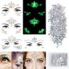 4 Sheets Euphoria Face Gems, 10g Chunky Glitter, Rhinestones Jewels Stickers Glow in The Dark-Luminous Gems Body Makeup for Music Festivals Rave Carnival Cosplay (2Luminous) view 1