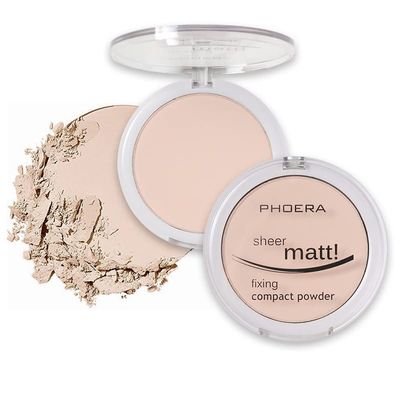 2 Pack PHOERA Matte Face Powder, Control Oil Brighten Skin Color Cover Blemish Makeup Face Setting Setting Powder Foundation(201-Translucent)