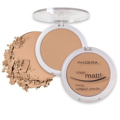 2 Pack PHOERA Matte Face Powder, Control Oil Brighten Skin Color Cover Blemish Makeup Face Setting Setting Powder Foundation(204- Buff Beige)