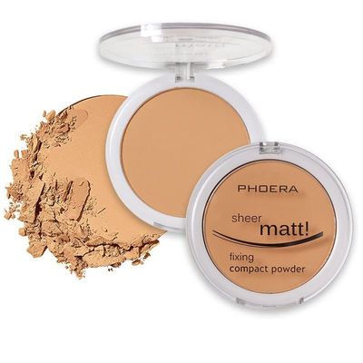 2 Pack PHOERA Matte Face Powder, Control Oil Brighten Skin Color Cover Blemish Makeup Face Setting Setting Powder Foundation(205# Golden Beig)