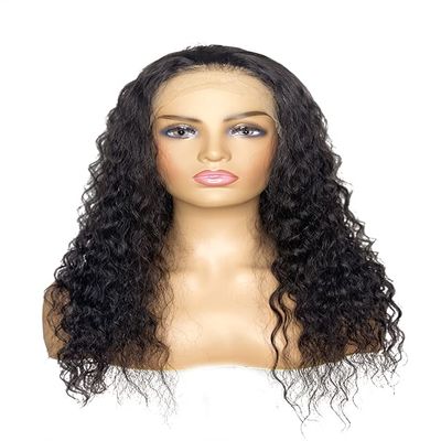 13X4 Water Curl Lace Front Wig Unprocessed Brazilian Human Hair Wig for Black Women 180% Density With Pre Plucked Baby Hair Natural Color (28 inches)