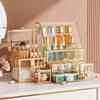 CoralHouse Clear Makeup Organizer with Gold Frame  Countertop Vanity Organizer for Skincare, Lipsticks, Perfume & Brushes  Bathroom Cosmetic Storage Display Box view 1