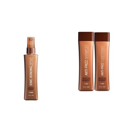 Brazilian Blowout Ionic Bonding Spray 3.4 fl oz & Brazilian Blowout Anti-Frizz Shampoo/Conditioner 2 Pack