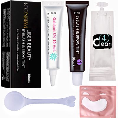 Eyelash D-y-e Kit Black at Home, Eyebrow Lash T-in-t Lasting Black Color 8 Weeks Professional Training Lash Coloring Kit Treatment Only Takes 30 Minutes(Black d-y-e kit-15ml)