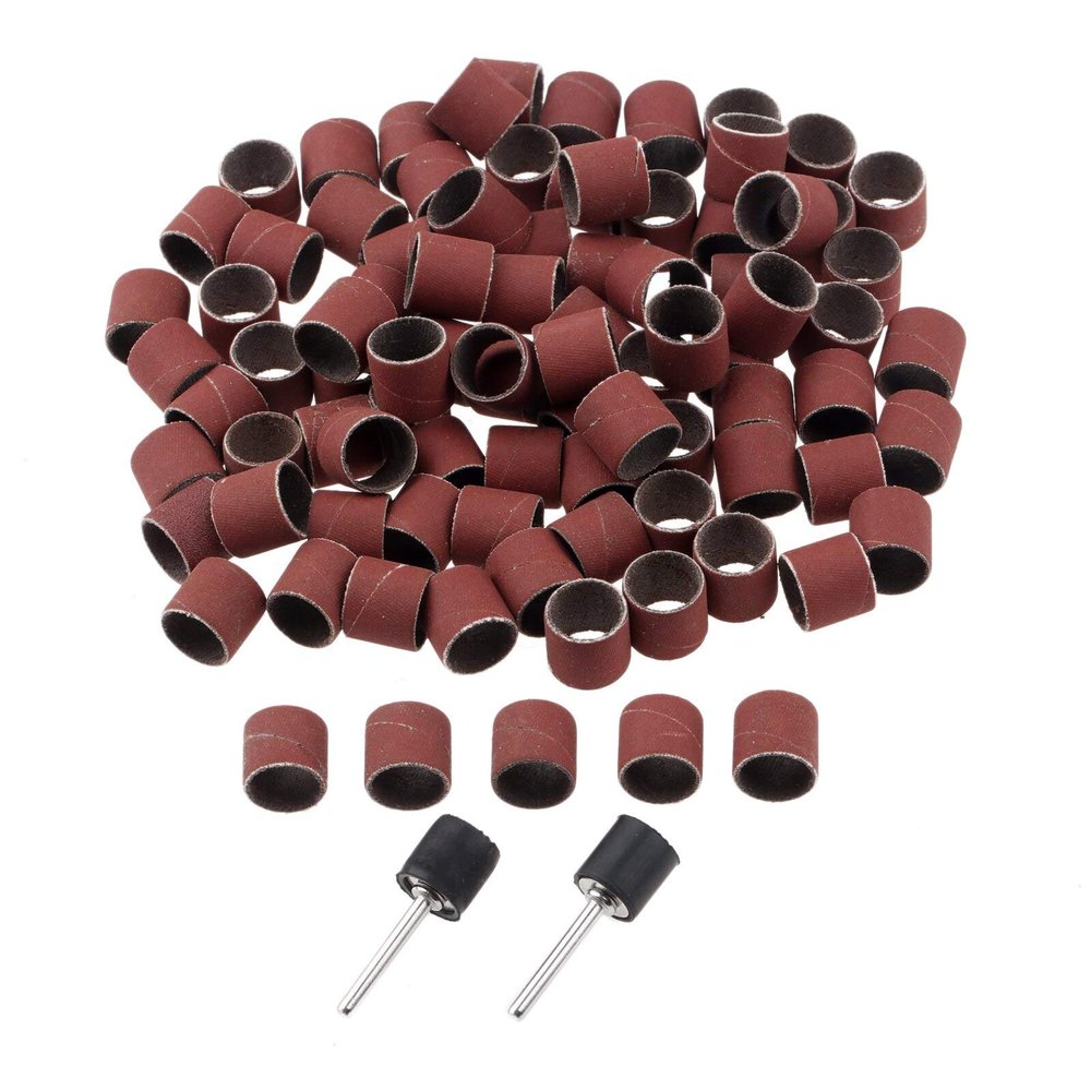 100Pcs 12.7mm Drum Sanding Bands for Nail Power Drills Accessories with 2Pcs Mandrel Nail Art Manicure Pedicure Polishing Tools DUO ER (Color : Grit 600)