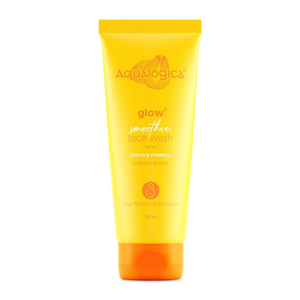 Aqualogica Glow+ Smoothie Face Wash | with Vitamin C & Papaya | Gently Cleanses Dirt & Impurities | Helps Reveal Healthy Glowing Skin | 3.38 Fl Oz/100ml