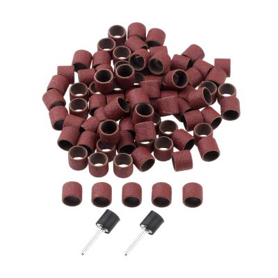 100Pcs 12.7mm Drum Sanding Bands for Nail Power Drills Accessories with 2Pcs Mandrel Nail Art Manicure Pedicure Polishing Tools DUO ER (Color : Grit 120)
