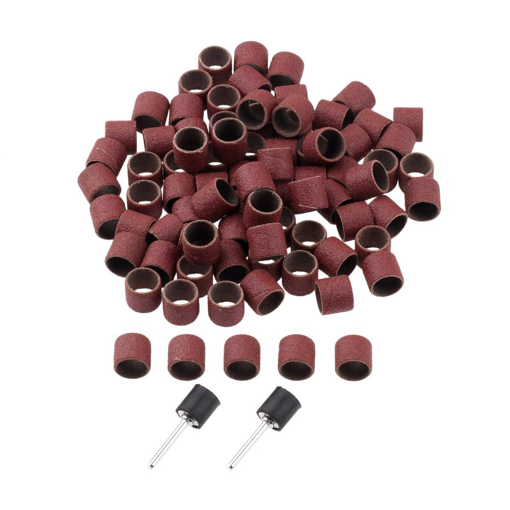 100Pcs 12.7mm Drum Sanding Bands for Nail Power Drills Accessories with 2Pcs Mandrel Nail Art Manicure Pedicure Polishing Tools DUO ER (Color : Grit 120)