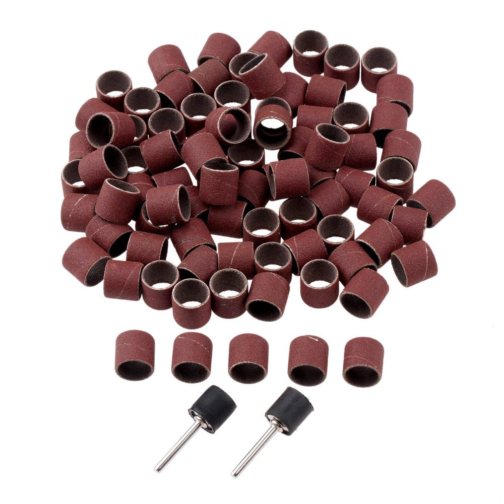 100Pcs 12.7mm Drum Sanding Bands for Nail Power Drills Accessories with 2Pcs Mandrel Nail Art Manicure Pedicure Polishing Tools DUO ER (Color : Grit 180)