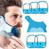 Linkidea Beard Shaping & Styling Tool with Comb, Beard Trimmer Template for Men, Clear Mustache Sideburns Outliner Stencil Lineup for Jaw Cheek Neck (Blue) view 1