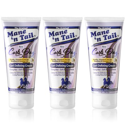 Mane 'n Tail Curls Day Curl Defining Cream (3 Pack) Biotin, Vitamin E & B5, Rooibos & Coconut Oil for Soft, Natural Hold, Sulfate & Paraben Free (6.5 Oz Each)