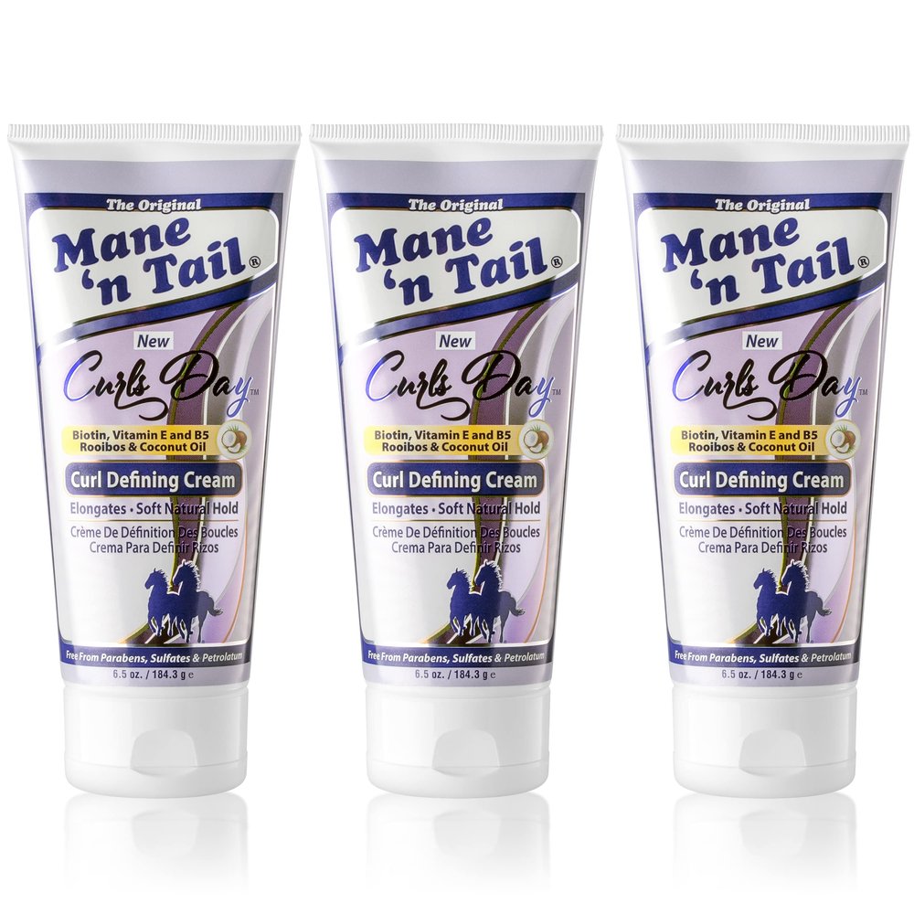 Mane 'n Tail Curls Day Curl Defining Cream (3 Pack) Biotin, Vitamin E & B5, Rooibos & Coconut Oil for Soft, Natural Hold, Sulfate & Paraben Free (6.5 Oz Each)