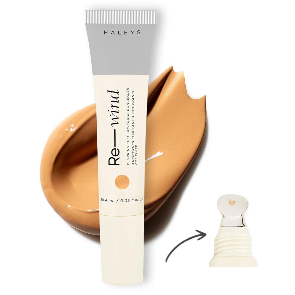 HALEYS Re-wind Full Coverage Brightening Concealer, Color Correcting Eye Concealer for Dark Circles, Fine Lines & Redness, Longwear, Non-Caking, Soft-Matte Finish, Blurring Concealers for Women
