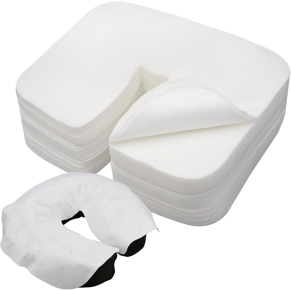 300 Count Disposable Face Cradle Covers, Medical-Grade, Ultra Soft, Luxurious, Non-Sticking Massage Face Covers, Headrest Covers for Massage Tables & Massage Chairs