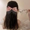 RTcald Sparkling Diamond Velvet Bow Hair Clip,Rhinestone Tassel Bow Hair Clips,Large Bow Hair Clip,Large Soft Bow Women Hair Clips (B2) view 3